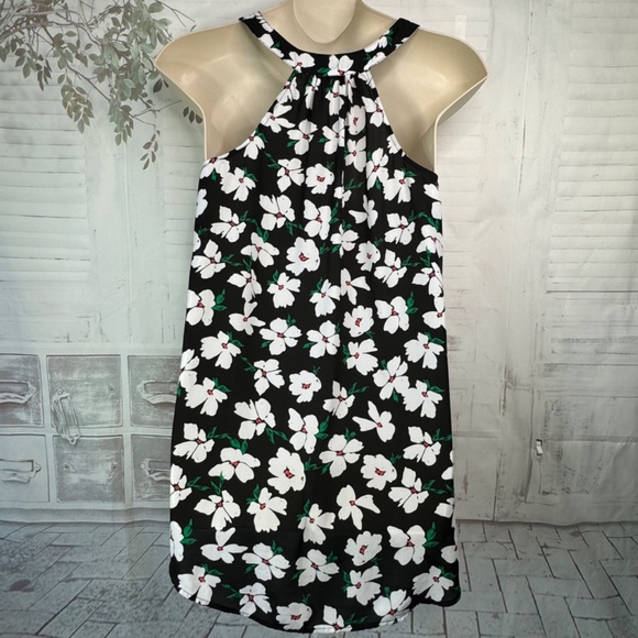 Torrid Womens Black White Floral Halter Racerback Chiffon Tank Top Sz 0 Large 12 - Picture 9 of 10